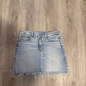 American Eagle Outfitters Light Blue Frayed Mini Skirt